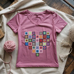 Granny Squares Heart Lady V-neck