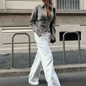 Back Tie Plaid Shirt