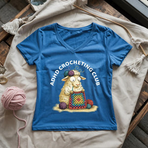 ADHD Crocheting Club Lady V-neck