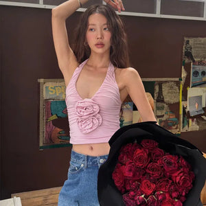 Soft Girl Floral Halter Top