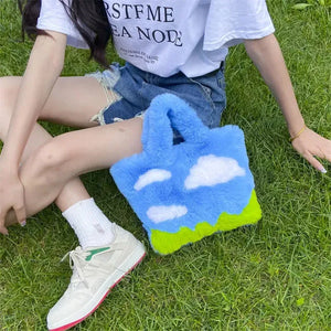 White Clouds & Blue Sky Fluffy Bag