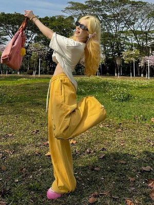 Y2K Embroidered Wide Leg Pants