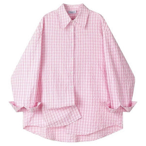 Rue des Fleurs Pastel Plaid Loose Shirt