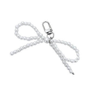 Pearl Beaded Bow Keychain