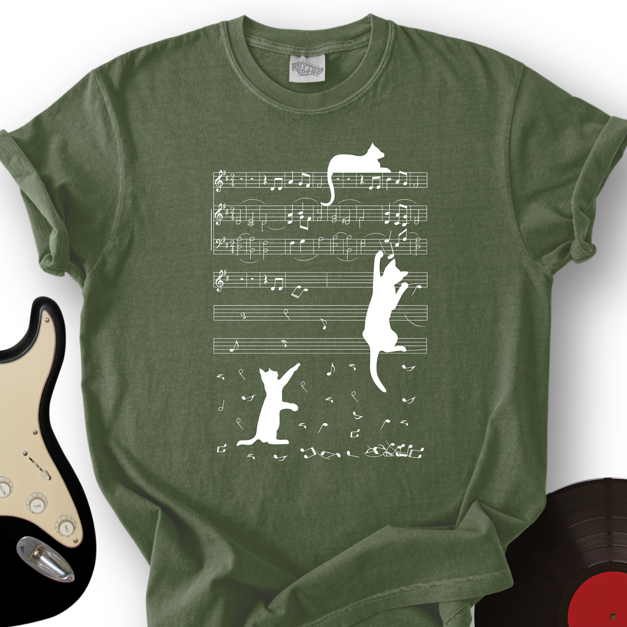 Climbing Cat On Musical Note T-Shirt