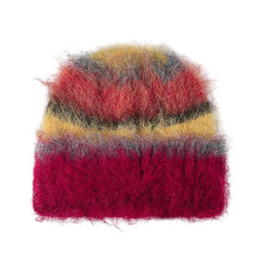 90s Fuzzy Striped Knit Beanie