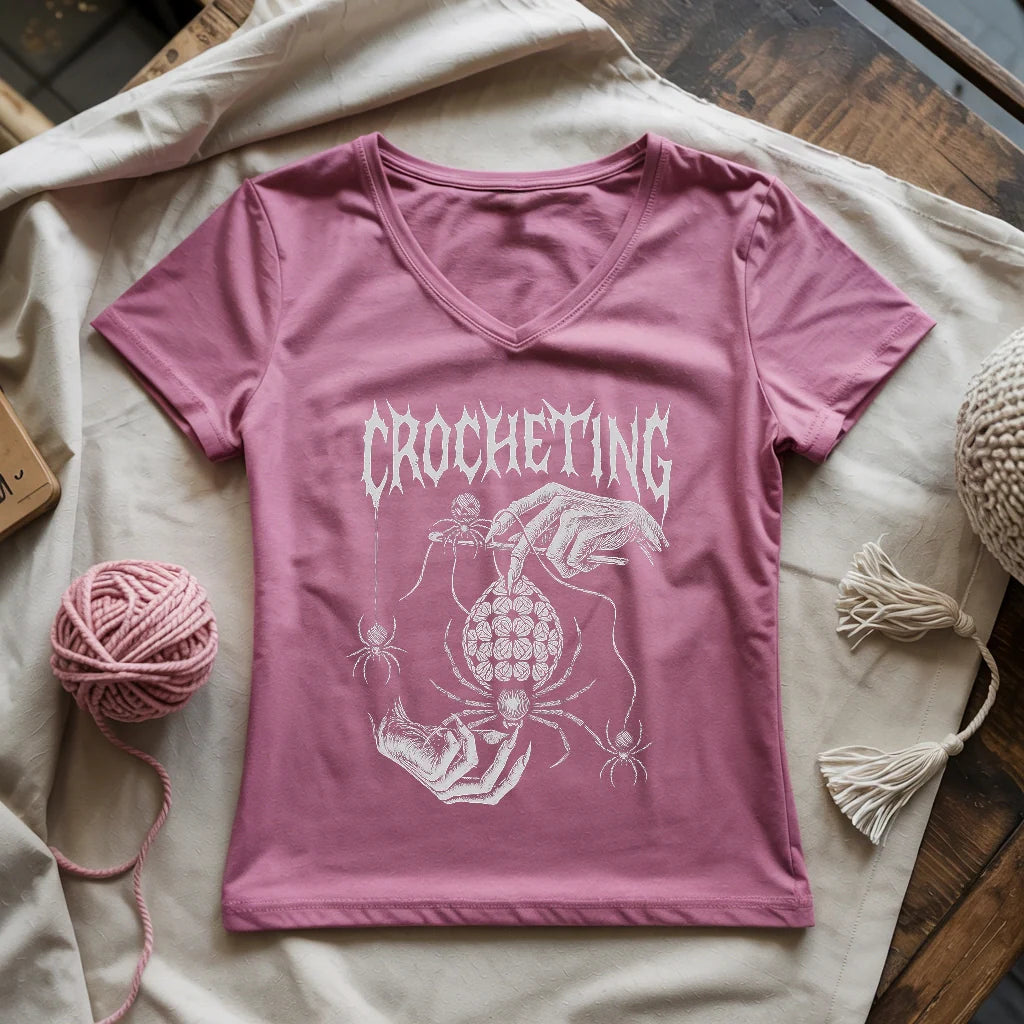 Gothic Crocheter Lady V-neck
