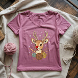 Red Nose Yarndeer Lady V-neck