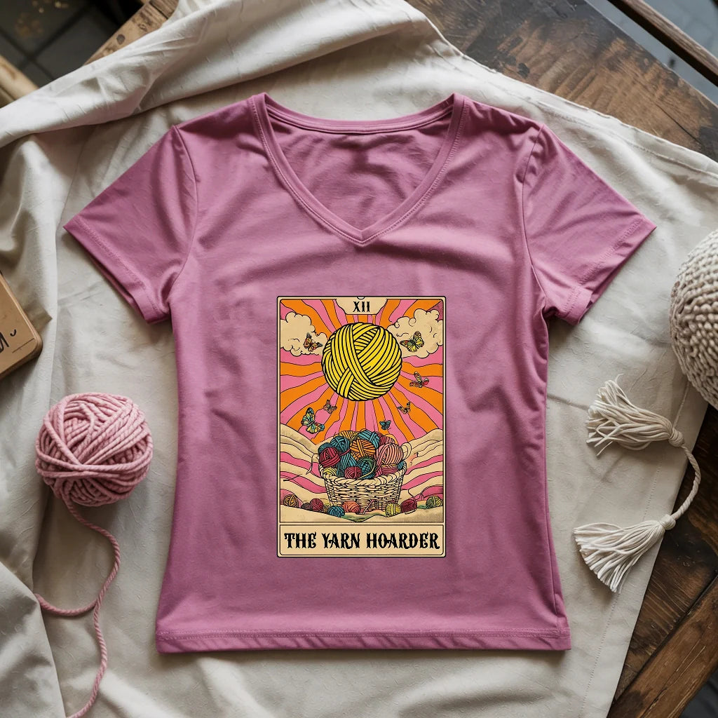 Yarn Hoarder Tarot Lady V-neck