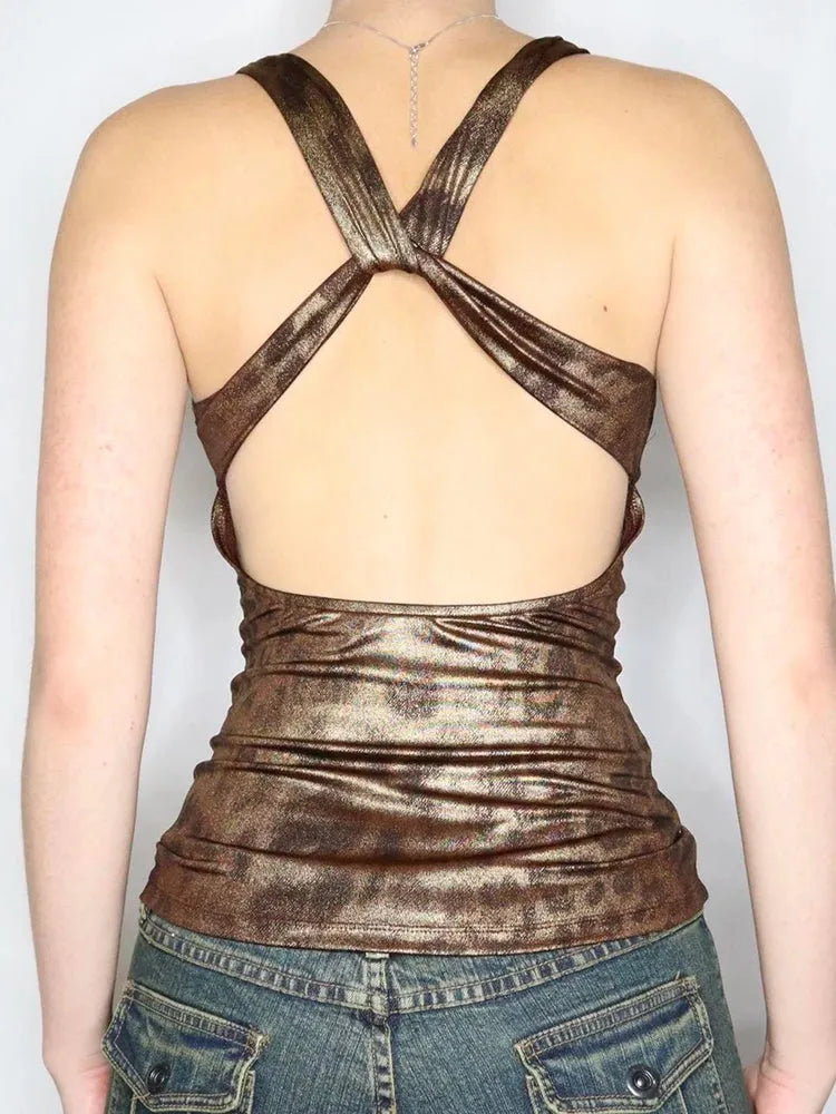 Baddie Leopard Backless Top