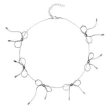Coquette Aesthetic Silver Bows Choker