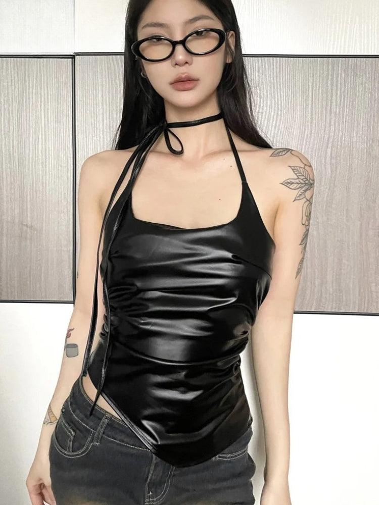 Cyberpunk Halter Neck Tie Top