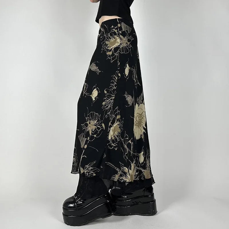 Fairycore Dark Fairy Midi Skirt