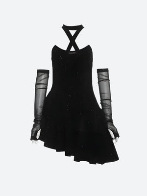 Glitter Asymmetric Mini Dress