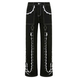 Grunge Lace Up Baggy Jeans