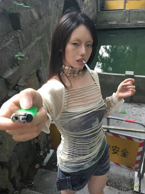 Grunge Layered Sheer Top