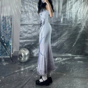 Grunge Mermaid Skeleton Maxi Dress