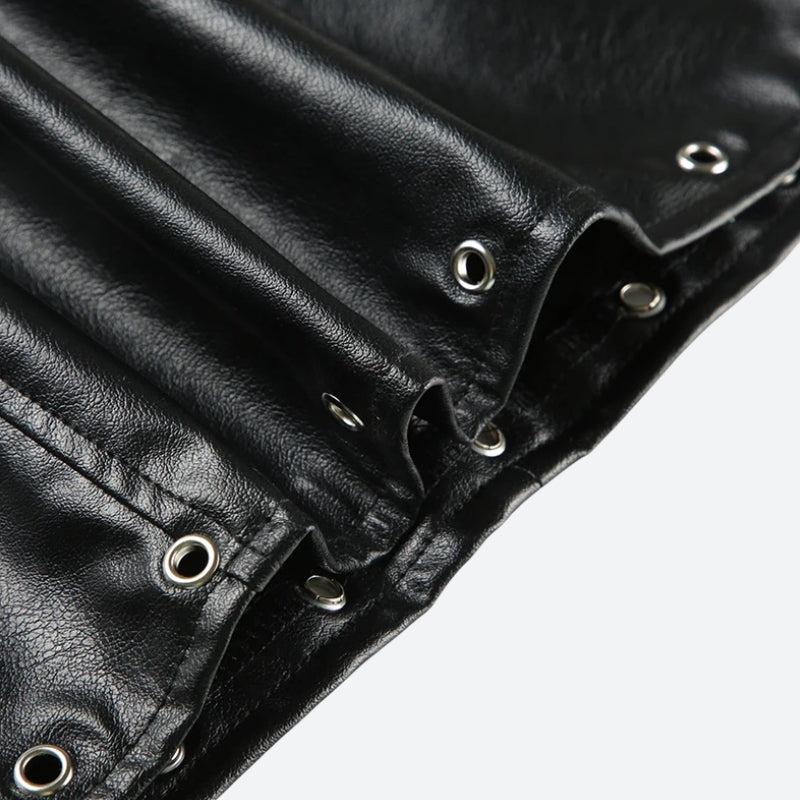 Grunge Spiked Faux Leather Mini Skirt