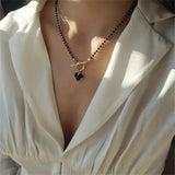 Heart Toggle Clasp Beaded Necklace