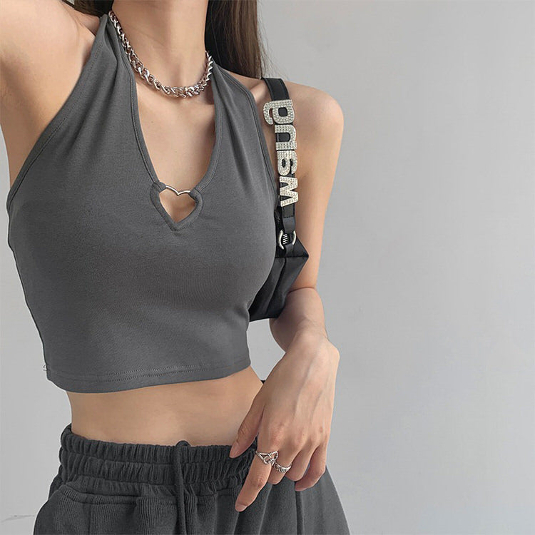 Heart Hollow Out Halter Top