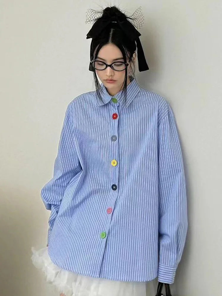 Oversized Stripe Button-Up Shirt