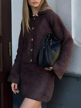 Preppy Knitted Cardigan & Mini Skirt Two Piece Set