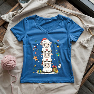 Woolly Christmas Tower Lady V-neck