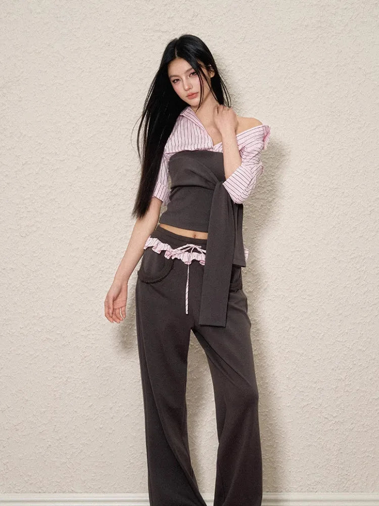 Striped Shirt Tie Top