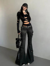 Y2K Flared Cargo Jeans