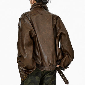 Model Off Duty Buckle Leather Jacket