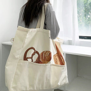 Aesthetic Bread Print Tote Bag