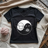 Black & White Sheeps Lady V-neck