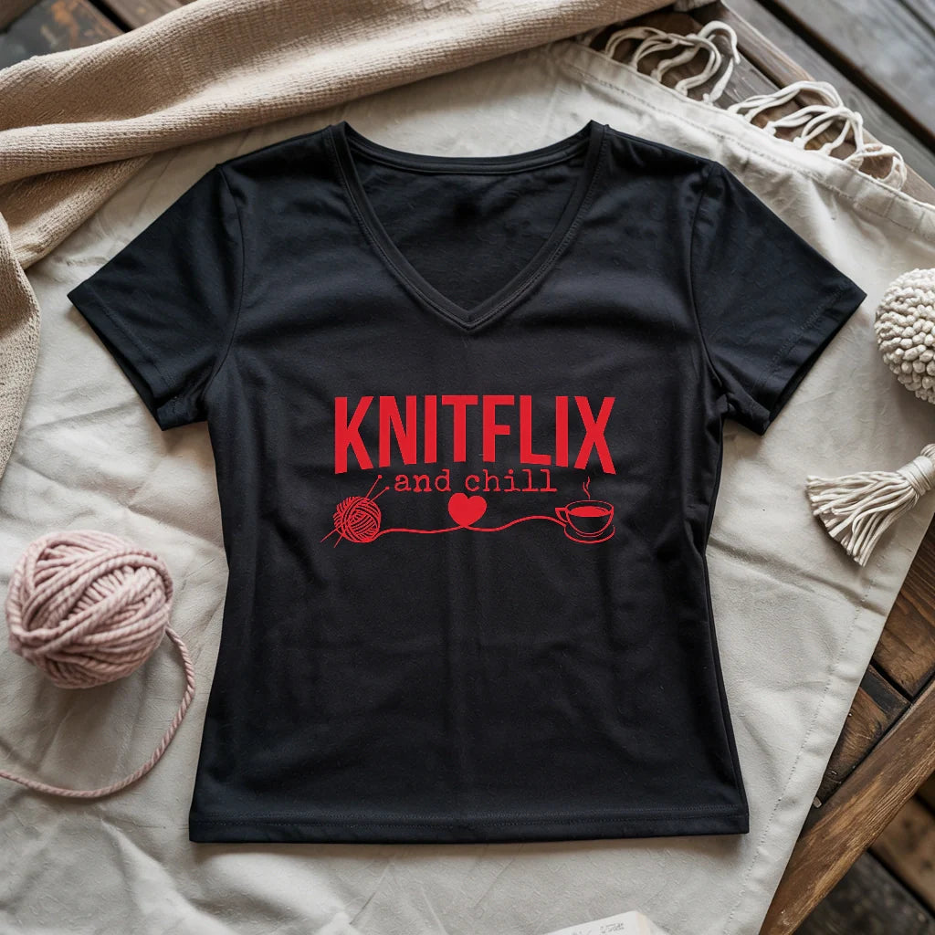 Knitflix And Chill Lady V-neck