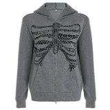 Chain Skeleton Print Grunge Hoodie