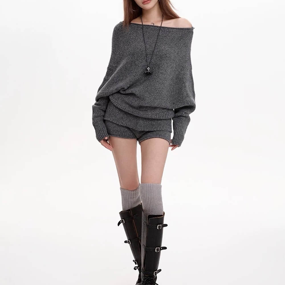 Cozy Days Off-Shoulder Loose Sweater