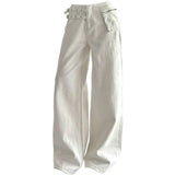 Double-Buckle Wide Leg Jeans