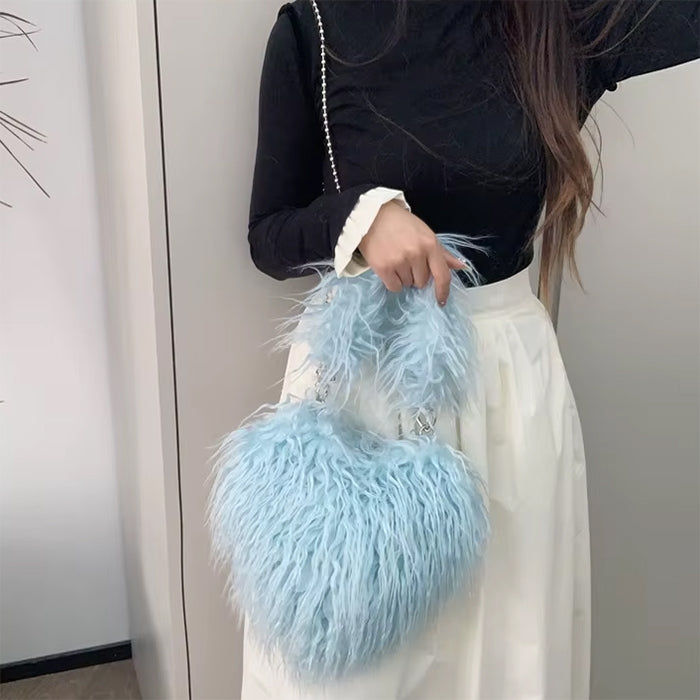 Fuzzy Heart Shaped Bag