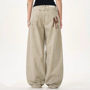 Handprint Wide-Leg Jeans