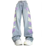 Sweet Attitude Heart Patch Wide-Leg Jeans