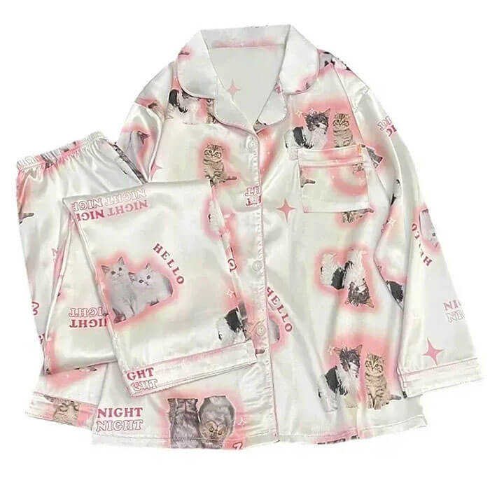 Kitty Satin Pajama Set