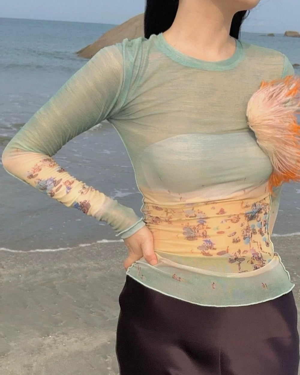 Ocean Beach Print Top