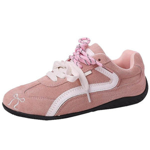 Pink Bow Embroidery Sneakers