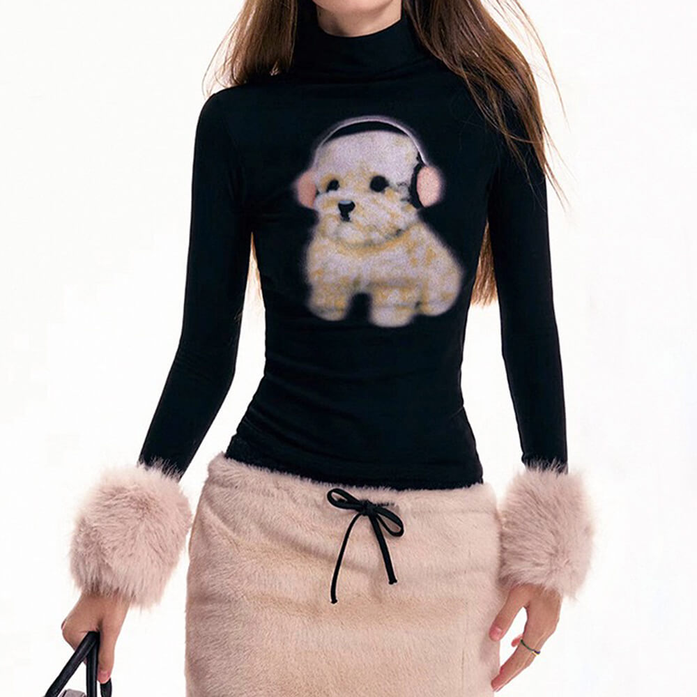 Puppy Turtleneck Jumper & Mini Skirt Co-Ord