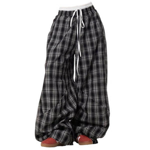 Skater Girl Plaid Wide Leg Pants