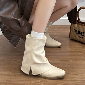 Slouchy Fit Block Heel Boots