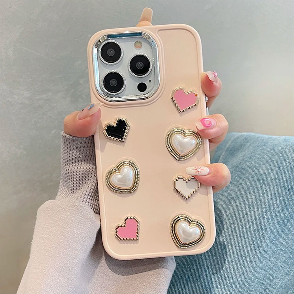 Soft Girl Aesthetic Hearts iPhone Case