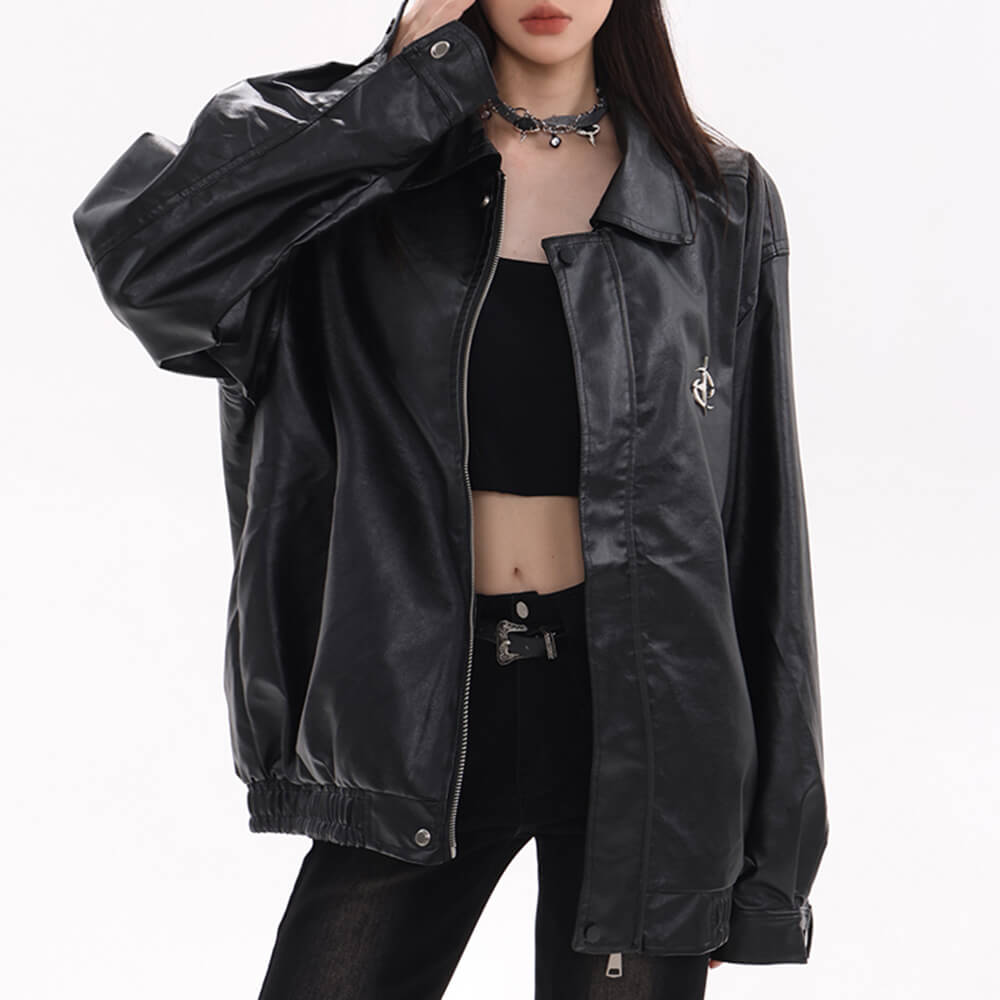 Star Girl Bomber Leather Jacket