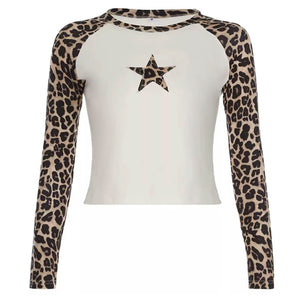 Star Leopard Long Sleeve Top