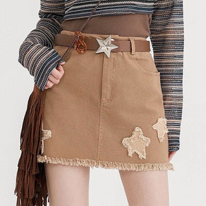 Star Patch Aesthetic Mini Skirt