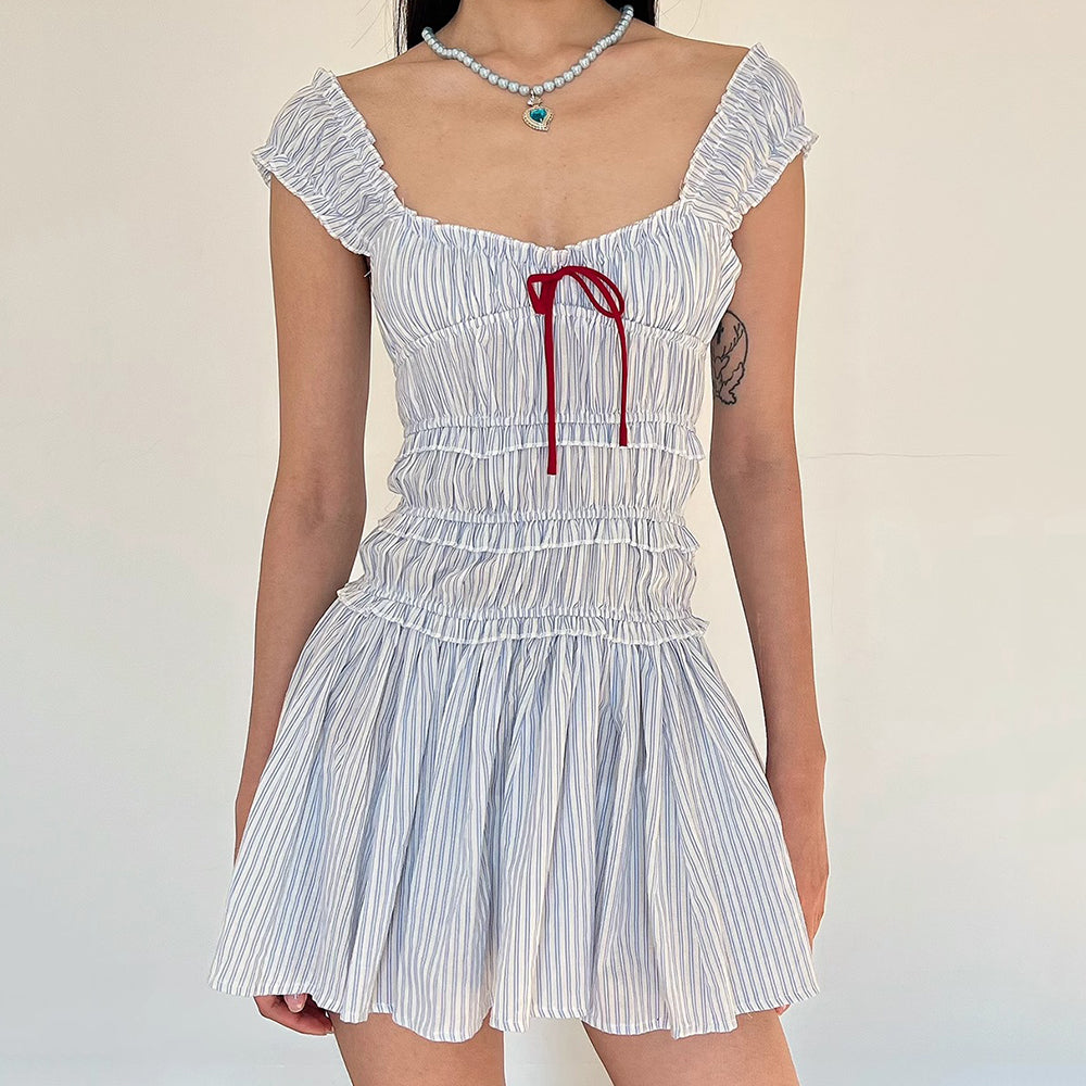 Seaside Striped Ruffle Mini Dress